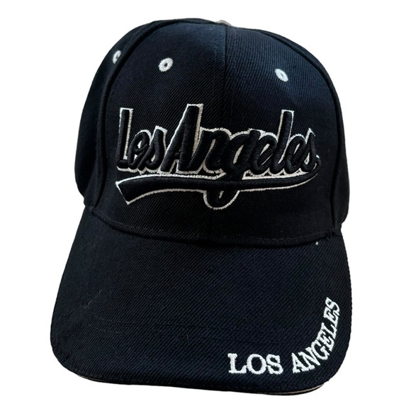Los Angeles Hat Black Adjustable Baseball Cap LA California Streetwear Casual - Picture 3 of 13
